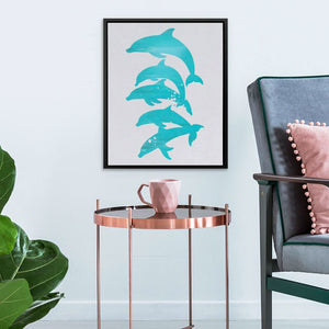 Stacked Dolphins - Canvas Wall Art