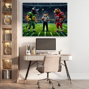 Stadium Referee Showdown โ stadium referee showdown sq beige office 1land flush print