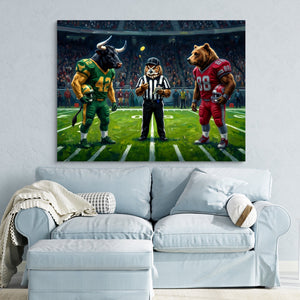Stadium Referee Showdown โ stadium referee showdown sq blue pastel couch 1land flush print