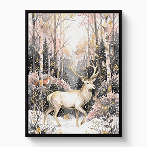 Stag Winter Glow — stag winter glow white studio framed black