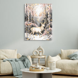 Stag Winter Glow — stag winter glow sq white couches 1port flush print