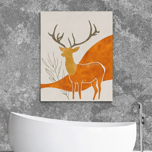 Stag’s Tranquility - Modern Wall Art in Black Frame