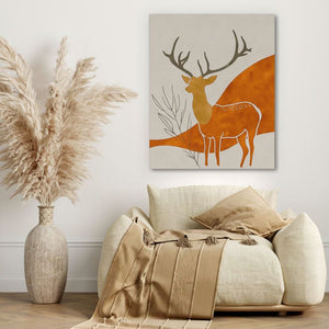 Stag’s Tranquility - Modern Brown Canvas Wall Art