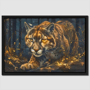 Stalking Lynx - Big Cat Wall Art in Black Frame