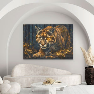 Stalking Lynx - Maximalist Brown Canvas Wall Art
