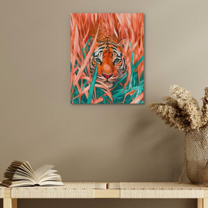 Stalking Tiger - Big Cat Wall Art in Black Frame