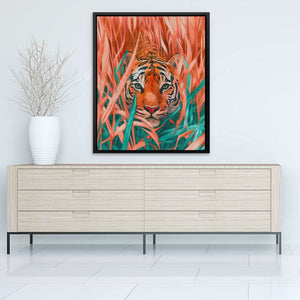 Stalking Tiger - Abstract Orange Canvas Wall Art