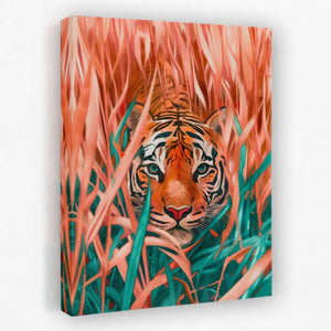 Stalking Tiger - Animals Canvas Wall Art