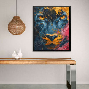Starlit Roar - Abstract Wall Art in Black Frame