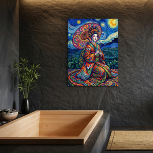 Starry Night Geisha โ starry night geisha sq bamboo bathroom 1port flush print