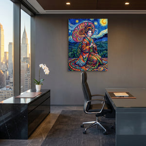 Starry Night Geisha โ starry night geisha sq office view 1port flush print