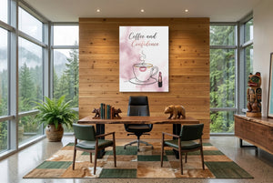 Steaming Coffee Confidence โ steaming coffee confidence office with wooden desk 1port flush print