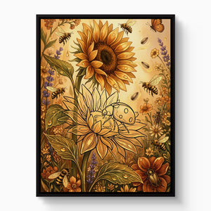Sunflower Golden Meadow โ sunflower golden meadow white studio framed black