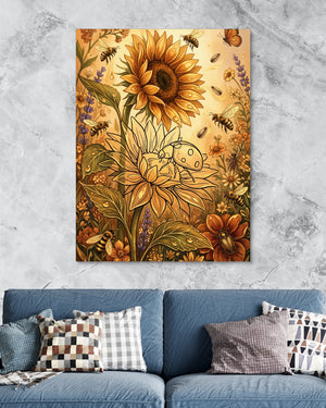 Sunflower Golden Meadow โ sunflower golden meadow psd marble blue couch 1port flush print