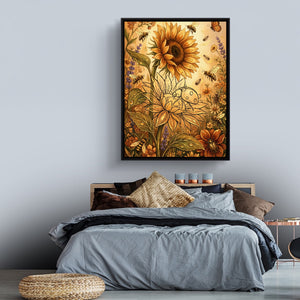 Sunflower Golden Meadow โ sunflower golden meadow sq land comfortable bedroom 1port framed black