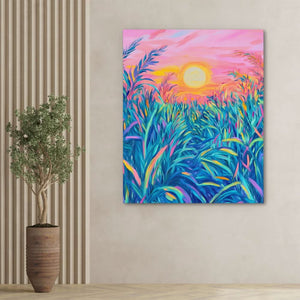 Sunkissed Meadow - Oversized Landscapes Canvas Wall Art