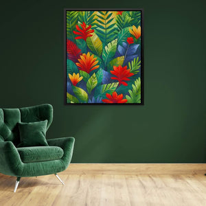 Sunlit Bloom - Green Canvas Wall Art