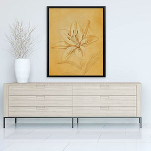 Sunlit Blossom - Minimalist Wall Art in Black Frame