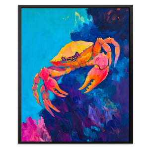Sunlit Coral Crab - Colorful Coastal Canvas Print