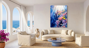 Sunlit Coral Kingdom โ sunlit coral kingdom beachside couch livingroom 1port flush print