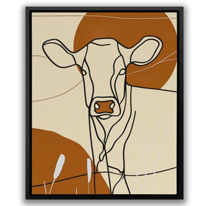 Sunset Cow - Beige Country and Farm Canvas Print