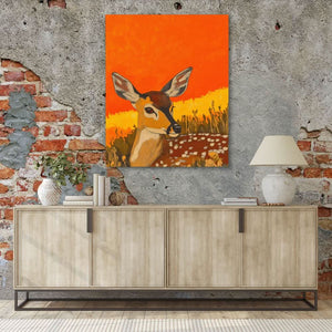Sunset Deer Gaze - Animals Art for Hallway