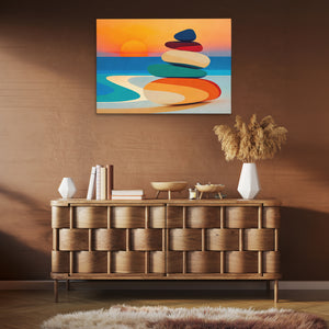 Sunset Stone Balance - Luxury Wall Art