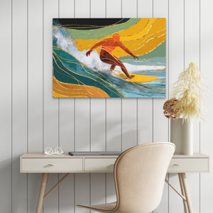 Surfers Golden Flow - Luxury Wall Art