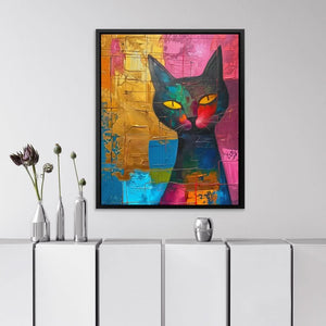 Surreal Black Cat - Blue Canvas Print