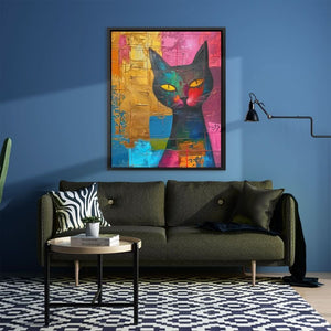 Surreal Black Cat - Modern Wall Art Print