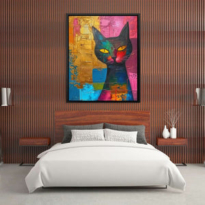 Surreal Black Cat - Oversized Cat Canvas Wall Art