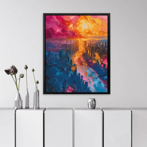 Surreal Cityscape - Urban Wall Art in Black Frame