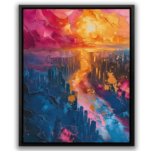 Surreal Cityscape - Maximalist Pink Canvas Wall Art
