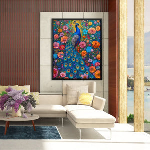 Surreal Peacock - Wall Art in Black Frame
