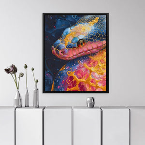 Surreal Snake - Dark Academia Wall Art in Black Frame