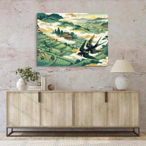 Swallows Golden Sunrise โ swallows golden sunrise sq hallway granite wall 1land flush print
