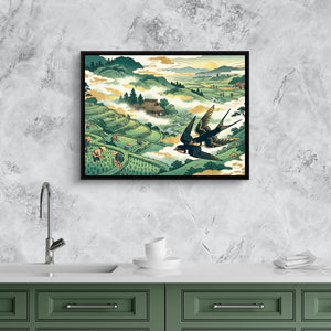 Swallows Golden Sunrise โ swallows golden sunrise sq kitchen granite purple 1land framed black