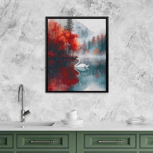 Swan Lake - Lake Wall Art in Black Frame