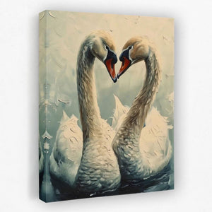 Swan Love - Animals Canvas Wall Art