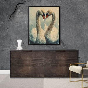 Swan Love - Neutral Canvas Wall Art