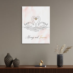 Swans Pink Heart โ swans pink heart sq wall desk bird 1port flush print