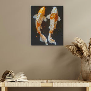 Swimming Koi Fish - Large Modern Canvas Print