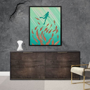 Swimming with the Fishes - Coastal Art for Bathroom