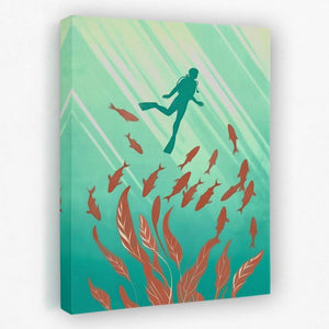 Swimming with the Fishes - Coastal Canvas Wall Art