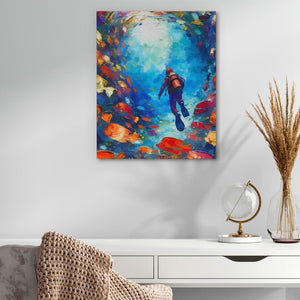 Swirling School of Fish - Blue Wall Art for Lounge