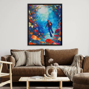 Swirling School of Fish - Wall Art in Black Frame