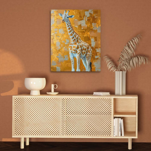 Tall Giraffe in a room