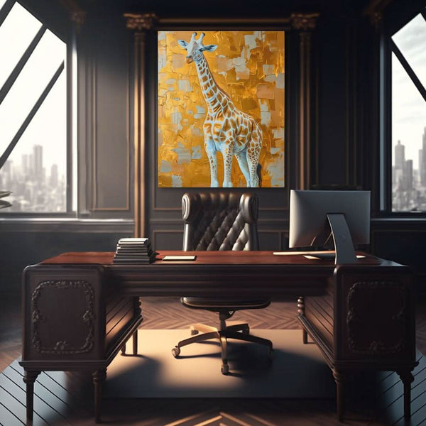 Tall Giraffe in a room