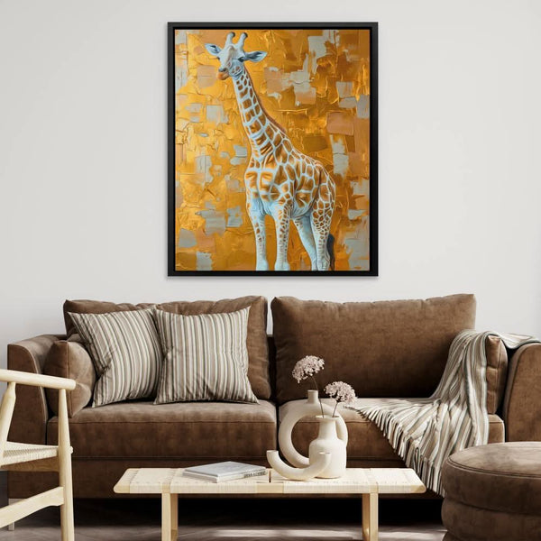 Tall Giraffe in a room