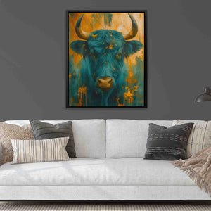 Teal and Gold Horns - Luxury Wall Art